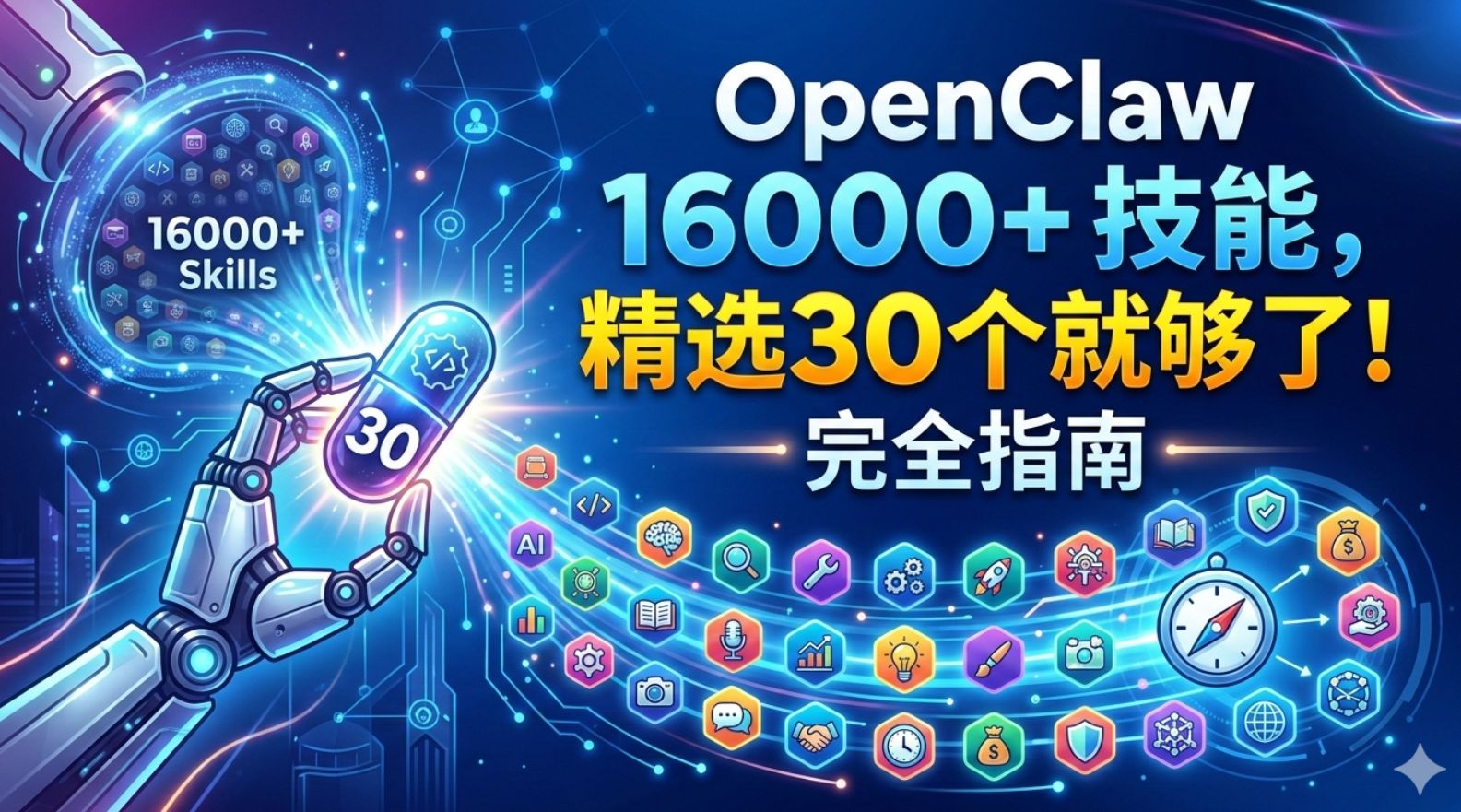 OpenClaw 16000+ Skills，精选30个就够了！完全指南